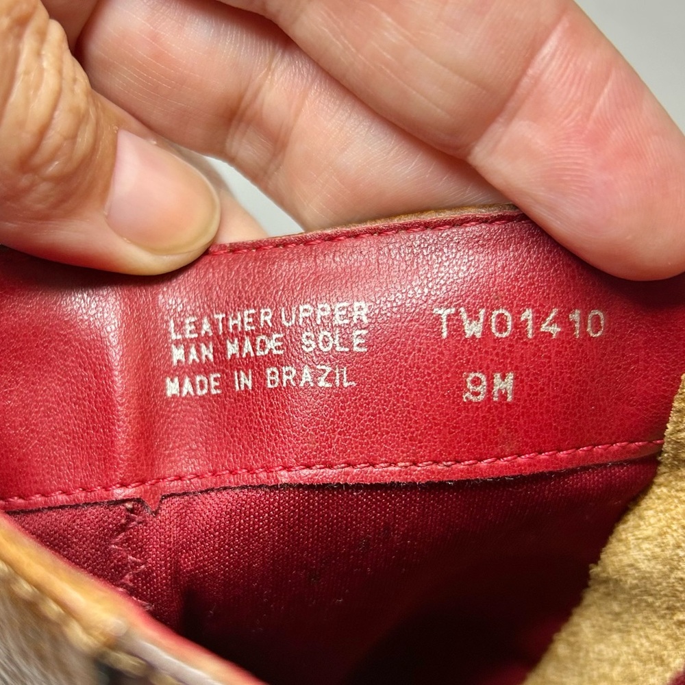 Vintage Tommy Hilfiger 90’s Platform Heel Tan Brown Leather Boots Size 9 - Picture 13 of 16